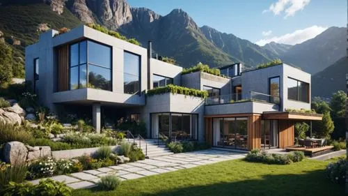 modern house,house in mountains,house in the mountains,cubic house,modern architecture,3d rendering,Photography,General,Sci-Fi