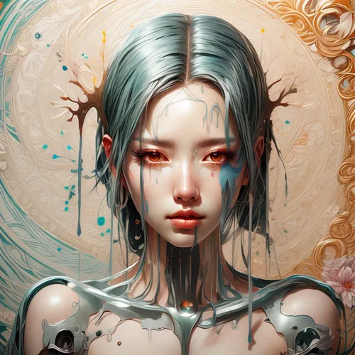 fantasy portrait,amano,chinese art,japanese art,geisha,fantasy art,mystical portrait of a girl,water lotus,geisha girl,digital painting,faerie,siren,decay,faery,digital art,echo,cyan,world digital painting,oriental girl,water nymph