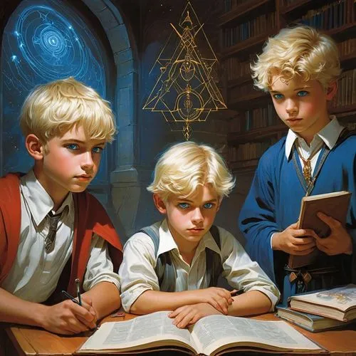 children studying,schoolchildren,schoolmasters,school children,academicians,hildebrandt,Conceptual Art,Fantasy,Fantasy 04