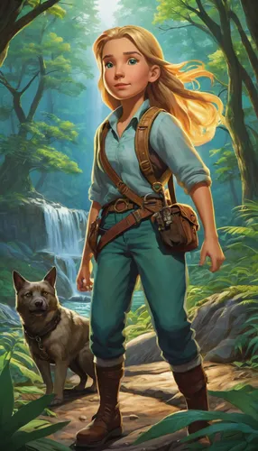 adventurer,game illustration,rosa ' amber cover,girl with dog,scandia gnome,the blonde in the river,farmer in the woods,the wanderer,mountain guide,pocahontas,piper,ranger,fantasy portrait,dwarf sundheim,game art,fairy tale character,girl with gun,fae,wood elf,druid,Conceptual Art,Daily,Daily 01