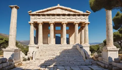 greek temple,celsus library,erechtheus,laodicea,celsus,temple of diana,ephesus,roman temple,segesta,chersonesus,synaxarion,lectionis,tiryns,temple of hercules,nemea,akropolis,stylites,metapontum,erechtheion,house with caryatids,Illustration,American Style,American Style 15