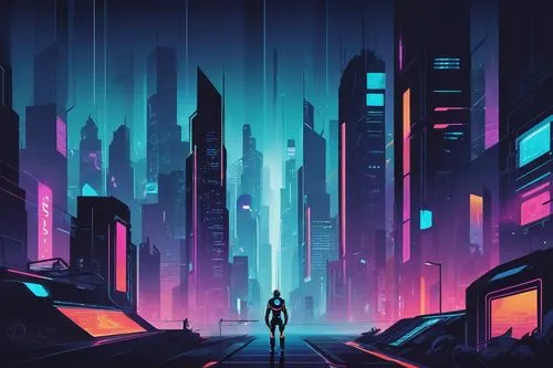 cyberpunk,polara,cybercity,tron,futuristic landscape,metropolis,synth,futuristic,cityscape,cyberia,cybertown,bladerunner,neon arrows,cyberworld,pedestrian,sci fiction illustration,nima,dystopian,parallax,beautiful wallpaper,Illustration,Vector,Vector 01