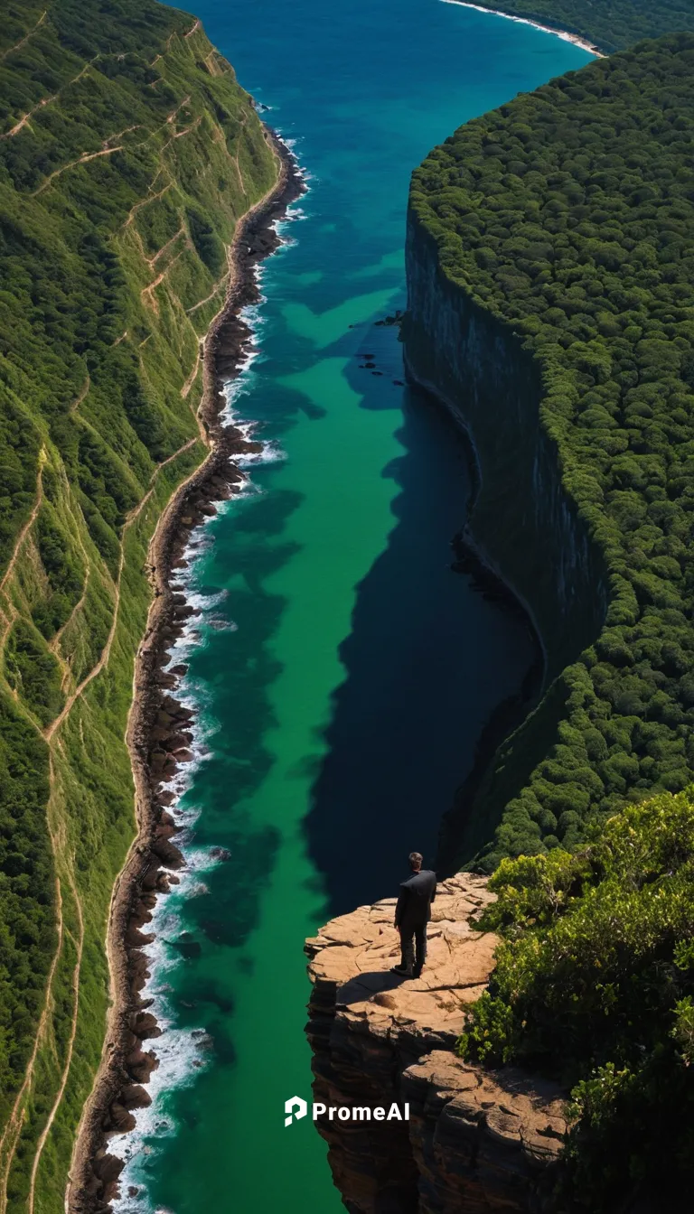 Scenic Photo of Man Standing on Cliff Edge,cliffs ocean,great ocean road,thracian cliffs,emerald sea,pacific coastline,cliffs,new south wales,australia,south australia,navajo bay,new zealand,paparoa n