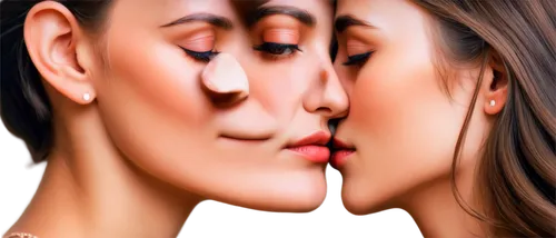 girl kiss,amorous,kissing,olfaction,image manipulation,photoshop manipulation,cheek kissing,dualism,two people,mother kiss,optical ilusion,making out,man and woman,whispering,face to face,boy kisses girl,self hypnosis,self-deception,split personality,women's eyes,Illustration,Paper based,Paper Based 23