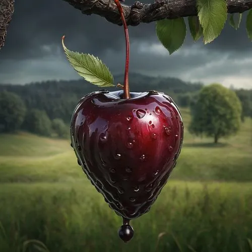 heart cherries,wild apple,red apple,great cherry,cherry branch,sweet cherries,Illustration,Realistic Fantasy,Realistic Fantasy 46