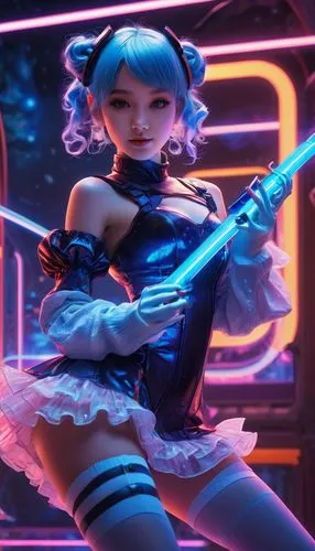 cyberpunk,neo-burlesque,hatsune miku,cg artwork,cyber,katana,violinist violinist,anime 3d,rockabella,3d fantasy,cyberspace,anime girl,4k wallpaper,girl with a gun,midi,valerian,girl with gun,artistic roller skating,transistor,neon light,Art,Classical Oil Painting,Classical Oil Painting 12