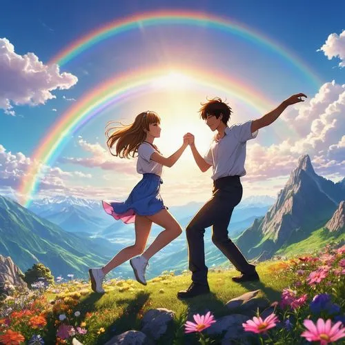 rainbow background,romantic scene,subramanyam,love in air,fantasy picture,arrietty,Photography,General,Realistic