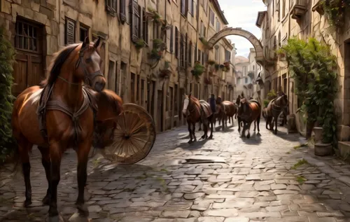 bremen town musicians,horses,man and horses,horse herd,bridle,equines,horse-drawn,horseback,medieval street,horse riders,equine,beautiful horses,two-horses,horse drawn,horse horses,horse supplies,carr