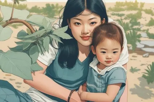 Line drawing of a human couple.,the woman has a baby on her lap,manzanar,koreana,little girl and mother,soghanalian,eurasians,nkorean,Illustration,Vector,Vector 03