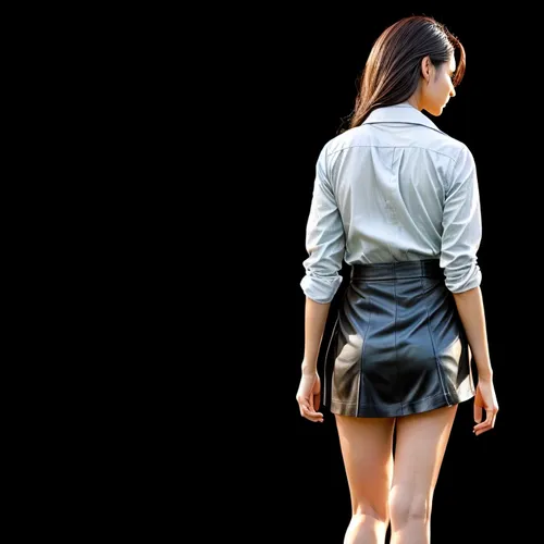 skort,skirt,pencil skirt,girl walking away,black skirt,mt seolark,school skirt,girl from behind,spy visual,girl from the back,one-piece garment,woman walking,tennis skirt,see-through clothing,woman's backside,leather texture,behind,azusa nakano k-on,shorts,standing behind