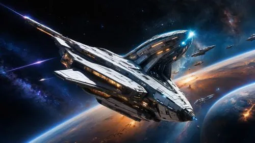 many stars, high-tech interstellar multi-level warship, strong glow coming from the ship, protective white aura, glowing white light, super-developed by powerful unknown race, Andromeda Nebula,,the us