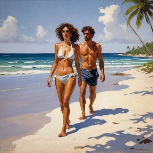 donsky,fischl,beach landscape,vacationers,beachgoers,oil painting,Art,Classical Oil Painting,Classical Oil Painting 12