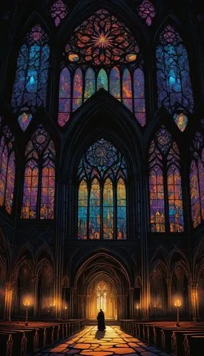 hall of the fallen,cathedral,haunted cathedral,stained glass windows,sanctum,theed,sanctuary,notredame,stained glass,liturgy,illumination,nargothrond,ecclesiastic,monastery,cathedrals,notre dame,vicar,castlevania,cloistered,ecclesiatical,Illustration,Vector,Vector 09