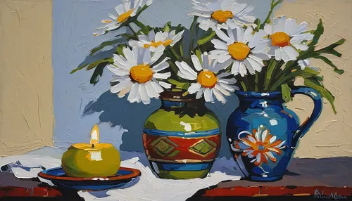 still life of spring,summer still-life,sunflowers in vase,marguerite,australian daisies,marguerite daisy,daisies,blue daisies,carol colman,daisy flowers,cloves schwindl inge,still-life,carol m highsmith,snowy still-life,african daisies,white daisies,flower painting,autumn still life,still life,sun daisies,Illustration,Retro,Retro 02