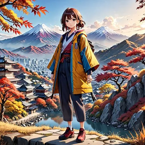 kumiko,mei,nadeshiko,yanmei,longmei,autumn background,Anime,Anime,General