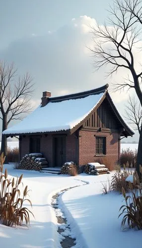 winter house,winter background,winter landscape,log cabin,country cottage,small cabin