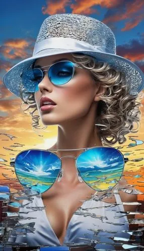 womans seaside hat,sunwear,sun glasses,image manipulation,summer clip art,sunshades,beach background,derivable,fashion vector,photochromic,sunglass,sunglasses,3d background,sun hat,ordinary sun hat,reflectiveness,knockaround,panama hat,reflections in water,mock sun hat,Conceptual Art,Daily,Daily 21