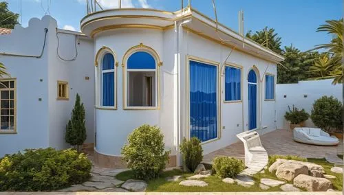 Paint white and golden moulding windows blue glass ,djerba,greek orthodox,jerba,hala sultan tekke,dodecanese,tunisie,tunisia,tinos island pyrgos,mykonos,karpathos,house of allah,greek island,greek isl