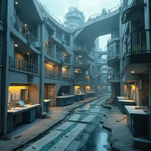 syberia,sanatoriums,dishonored,scampia,hashima,norilsk,3d render,cosmodrome,cryengine,3d rendered,environments,apartment complex,arcology,apartment block,development concept,an apartment,unbuilt,render,dreamfall,apartment house,Photography,General,Realistic