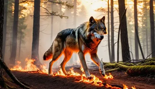 forest fire,fireheart,firedoglake,howling wolf,hellhound,european wolf,Photography,General,Realistic