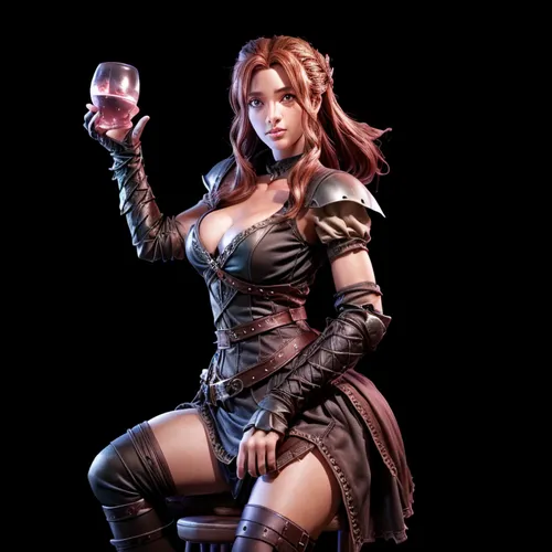 in a medieval fantasy tavern,barmaid,female alcoholism,a glass of wine,wine,rose wine,have a drink,huntress,glass of wine,mirto,a bottle of wine,sangria,pink wine,goblet,agua de valencia,wine diamond,