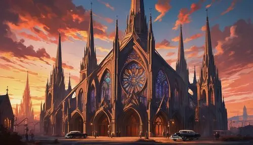 cathedral,gothic church,haunted cathedral,nidaros cathedral,the cathedral,conclave,ecclesiatical,basilica,duomo,hall of the fallen,ecclesiastic,cathedrals,black church,midan,praetorium,sagrada,basilique,archbishopric,ecclesiastical,tajudeen,Illustration,Retro,Retro 12