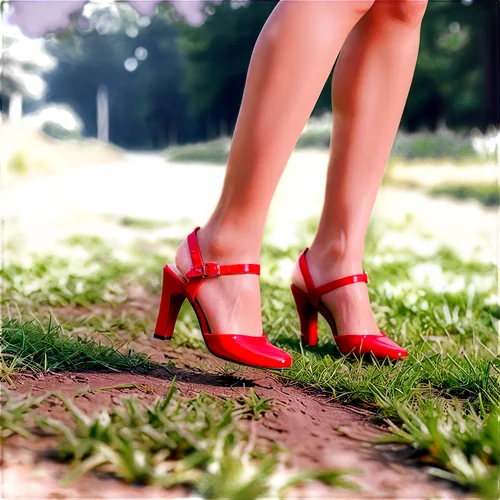 red shoes,heeled shoes,red summer,pointed shoes,high heel shoes,slingbacks,heeled,high heel,high heels,blue red ground,red green,pink shoes,heels,coral red,green grass,landscape red,woman shoes,on the grass,background bokeh,bright red,Conceptual Art,Daily,Daily 21