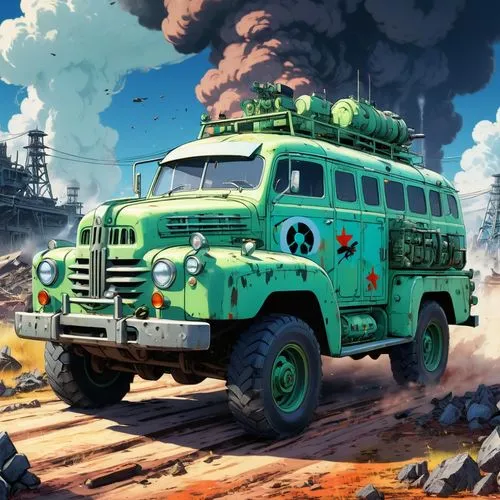 chernogorneft,uaz,steamboy,chernovol,overland,kamaz,Illustration,Japanese style,Japanese Style 03