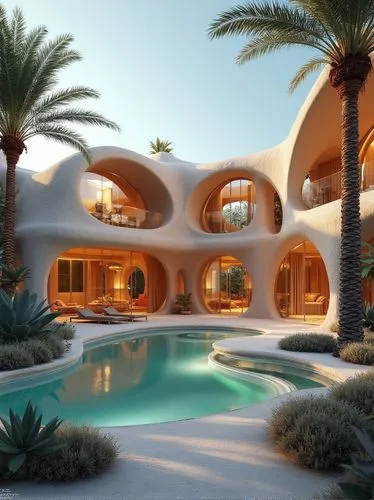 futuristic architecture,dunes house,holiday villa,luxury property,dreamhouse,3d rendering