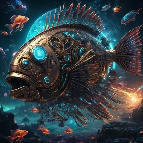 coelacanth,napoleon fish,underwater fish,pescado,guardfish,blue fish,marine fish,poisson,cichlid,deep sea nautilus,rhino fish,fish in water,god of the sea,ikan,nautilus,fish collage,forest fish,coelacanths,piranha,fish,Conceptual Art,Sci-Fi,Sci-Fi 09