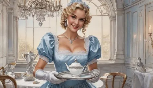 waitress,woman drinking coffee,housemaid,maidservant,cendrillon,tea time,tea service,pouring tea,chambermaid,housewife,tearoom,barmaid,maid,barista,petrossian,woman at cafe,teatime,café au lait,tea party,waitresses,Illustration,Black and White,Black and White 30