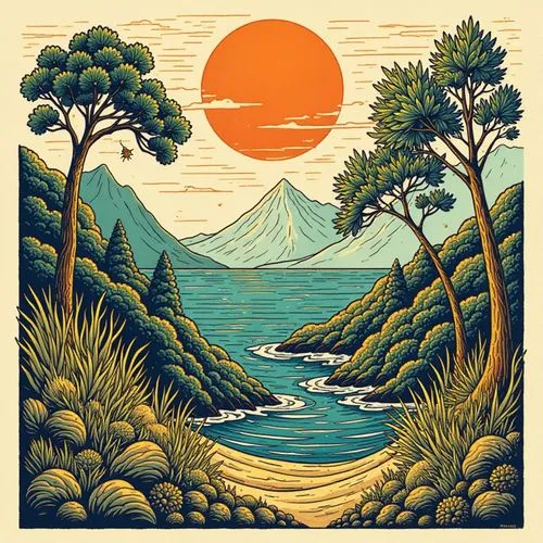 kamchatka,fuji,mount fuji,kamchatsky,fujiyama,cool woodblock images,Illustration,Retro,Retro 14