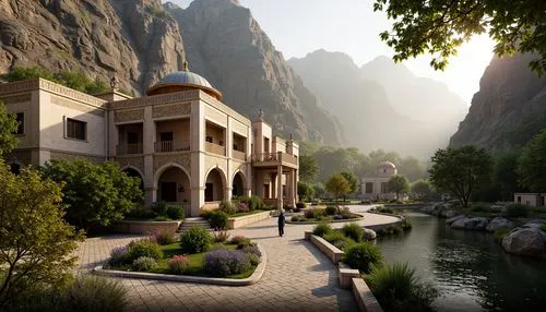 theed,naqadeh,rivendell,amanresorts,monastery garden,monasteries,sansar,mountain settlement,monastery,kotor,dorne,ostrog,yangshao,caravanserai,wudang,mountain village,baqeran,building valley,huadian,ancient city