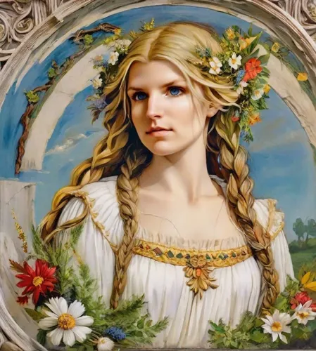 jessamine,girl in a wreath,rapunzel,art nouveau frame,celtic queen,fantasy portrait,golden wreath,flora,girl in flowers,wreath of flowers,rose wreath,vanessa (butterfly),eufiliya,portrait of a girl,floral wreath,virgo,emile vernon,leonardo da vinci,art nouveau frames,young girl