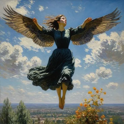 angel moroni,flying girl,baroque angel,dove of peace,archangel,eagle illustration,flying hawk,montgolfiade,freedom from the heart,harpy,bird in the sky,falconer,eagle,the angel with the veronica veil,the archangel,flying seed,freedom,flying dandelions,the angel with the cross,ascension,Art,Artistic Painting,Artistic Painting 04