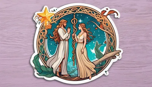 fairy tale icons,art nouveau design,art nouveau,zodiac sign libra,art nouveau frame,zodiac sign gemini,priestess,mucha,mermaid vectors,mermaid background,sorceress,virgo,art nouveau frames,druids,wood angels,the zodiac sign pisces,gold foil mermaid,gemini,banner set,aquarius,Unique,Design,Sticker