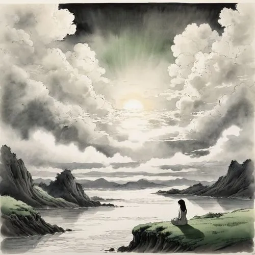 alfheim,an island far away landscape,torngat,siggeir,fantasy landscape,lyonesse,Illustration,Paper based,Paper Based 30