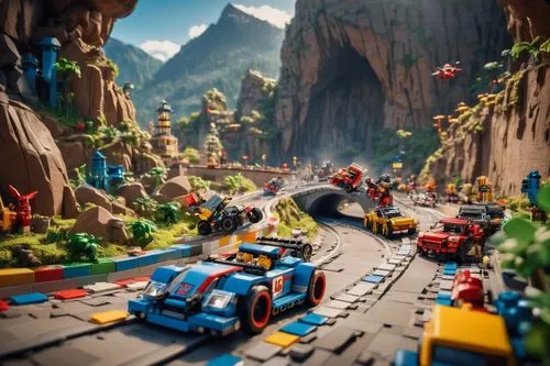 moc chau hill,lego city,lego trailer,lego background,mountain highway,mountain road,Photography,General,Cinematic