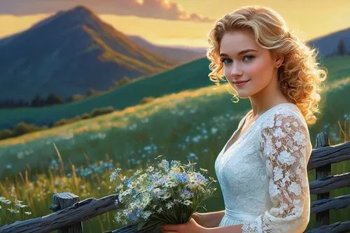 jessamine,liesel,heidi country,donsky,winslet,rosalyn,reine,romantic portrait,landscape background,countrywoman,galadriel,avonlea,maxon,ellinor,glorfindel,sigyn,fantasy picture,dirndl,celtic woman,world digital painting,Conceptual Art,Oil color,Oil Color 04