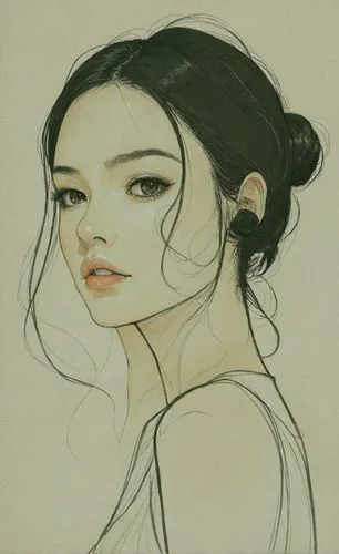 an asian woman with long hair wearing a dress,kommuna,kunqu,zhiwen,xuebing,xiaozhao,mulan,Illustration,Japanese style,Japanese Style 18