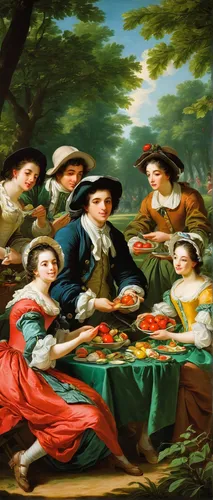 woman holding pie,bougereau,robert duncanson,colomba di pasqua,cart of apples,franz winterhalter,decorative plate,family picnic,rhubarb pie,woman eating apple,leittafel,parsley family,mulberry family,wedding soup,tea party,tableware,viennese cuisine,tablecloth,tablescape,food table,Art,Classical Oil Painting,Classical Oil Painting 36