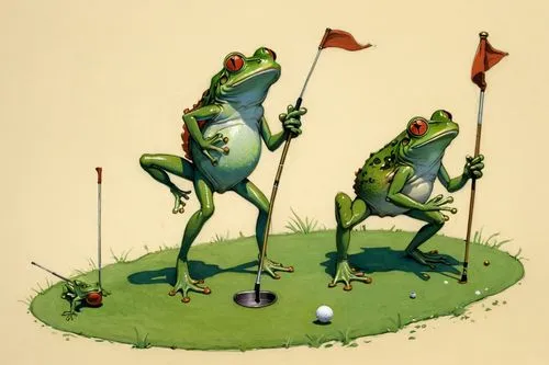 frogs,golfers,jazz frog garden ornament,tree frogs,amphibians,kawaii frogs,Illustration,Paper based,Paper Based 17