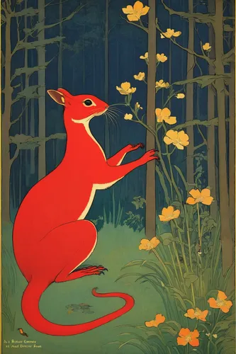 red eft,forest animal,woodland salamander,red squirrel,ring-tailed,audubon's cottontail,redfox,goji,woodland animals,forest animals,kate greenaway,long tailed weasel,dormouse,hare trail,garden-fox tail,sciurus,abert's squirrel,vintage illustration,spring salamander,mammal,Art,Classical Oil Painting,Classical Oil Painting 14