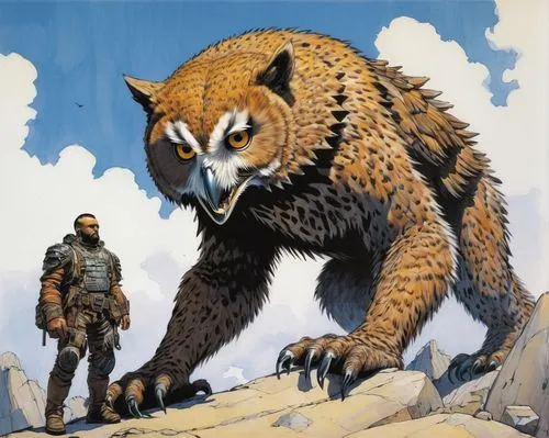 corben,bugbears,pellucidar,wolverines,bisley,wrightson,dargaud,bugbear,ploog,nausicaa,runequest,sabretooth,xanth,barlowe,arthrodire,kubert,moebius,gigantopithecus,mcquarrie,hawkworld,Illustration,Realistic Fantasy,Realistic Fantasy 06