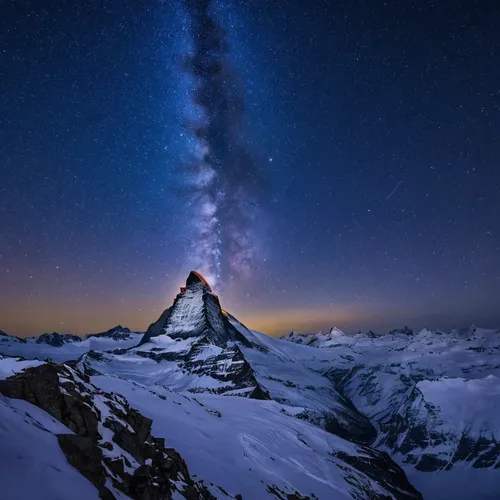 A long exposure picture shows stars over the Matterhorn mountain, from the Riffelberg area, in Zermatt, Switzerland, April 14, 2015 during the 150th years anniversary since the first ascent of the Mat