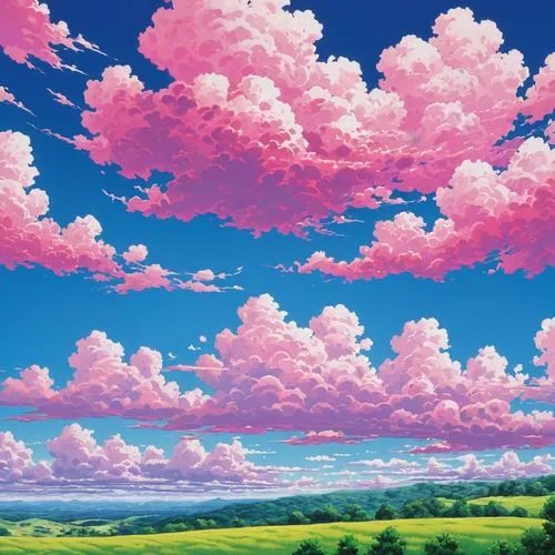 sky,pastel wallpaper,cloudmont,landscape background,sky clouds,clouds - sky,sakura background,nature background,blue sky clouds,summer sky,cloudstreet,summer background,beautiful wallpaper,blooming field,clouds,cumulus clouds,kaleidoscape,cartoon video game background,cumulus,cielo,Illustration,Japanese style,Japanese Style 05