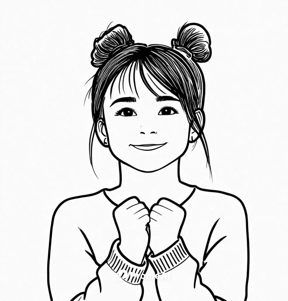 女生，黑色头发，白色毛衣，黑白，线稿，线条艺术,an asian woman wearing a sweater and holding her hand near her chest,komi,gaki,akimoto,girl with speech bubble,tying hair,valentine line art,Design Sketch,Design Sketch,Rough O