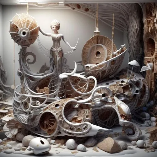 paper art,wood carving,3d fantasy,wood art,sand art,ceramics