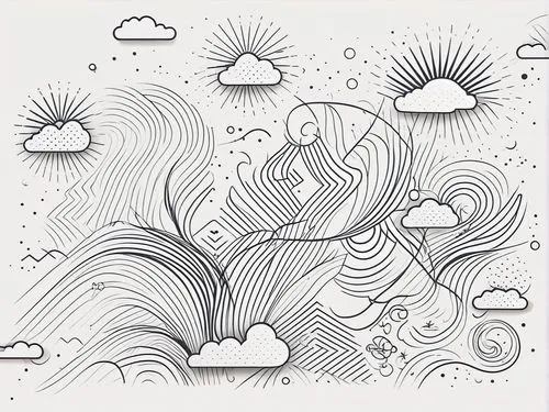 line art of clouds in a white background,coloring page,background vector,coloring pages,line drawing,umbrella pattern,inkscape,Illustration,Black and White,Black and White 04