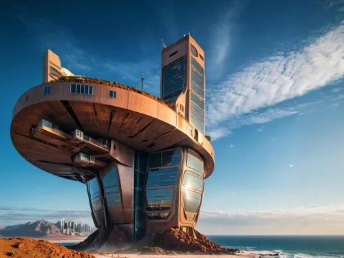 futuristic architecture,dunes house,futuristic art museum,cube stilt houses,observation tower,cubic house,crooked house,house of the sea,lifeguard tower,concrete ship,cube house,sky apartment,alien sh